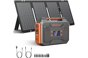 Portable Solar Generator, 300W Portable Power Station with Foldable 60W